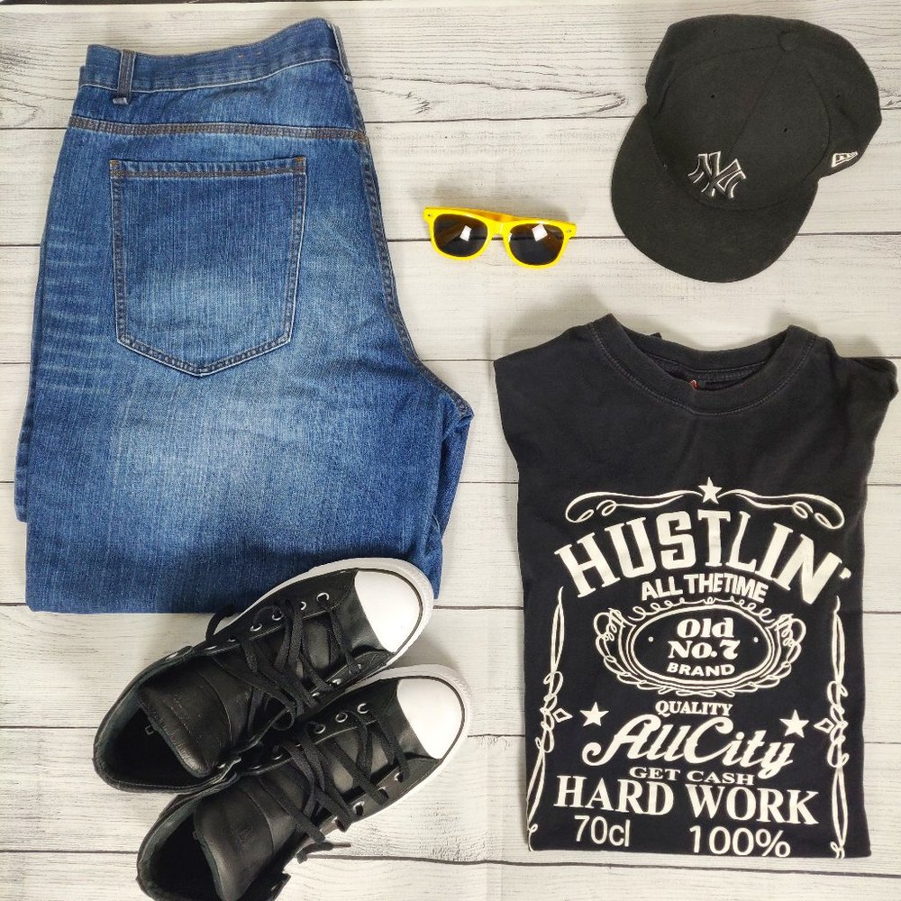 IcedOut Mens Tshirt Hustlin Black 3XL